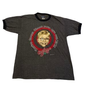 A Christmas Story Vintage Ringer T-shirt Gray Medium Shoot Your Eye Out